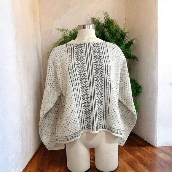 Vintage Espirit White Fair Isle Snowflake Sweater Medium - Picture 1 of 6